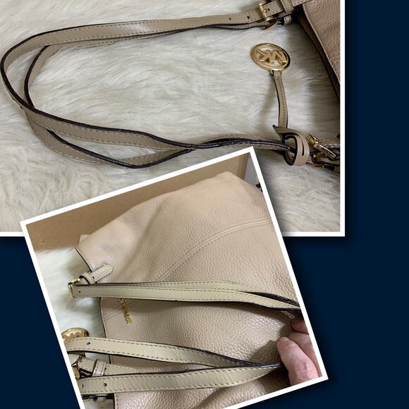 MICHAEL KORS Spacious Large BISQUE Beige Pebbled Leather LENOX Shoulder Tote - Picture 15 of 16